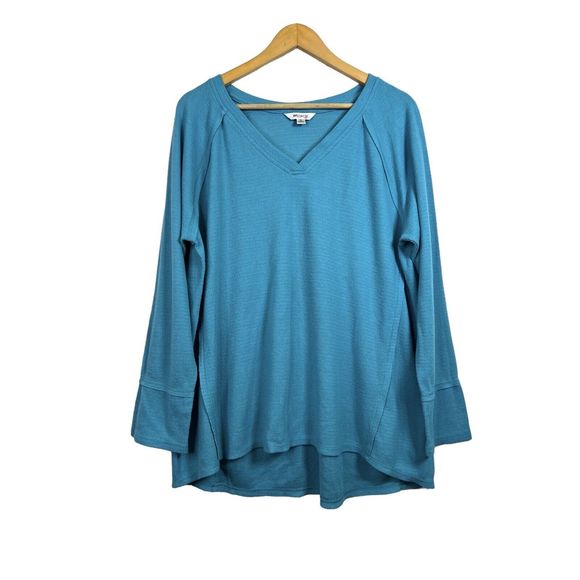 Wildfox Sweaters - Wildfox Haley Brushed Knit Long Sleeve V-Neck Top Women’s XL Turquoise WLT40185